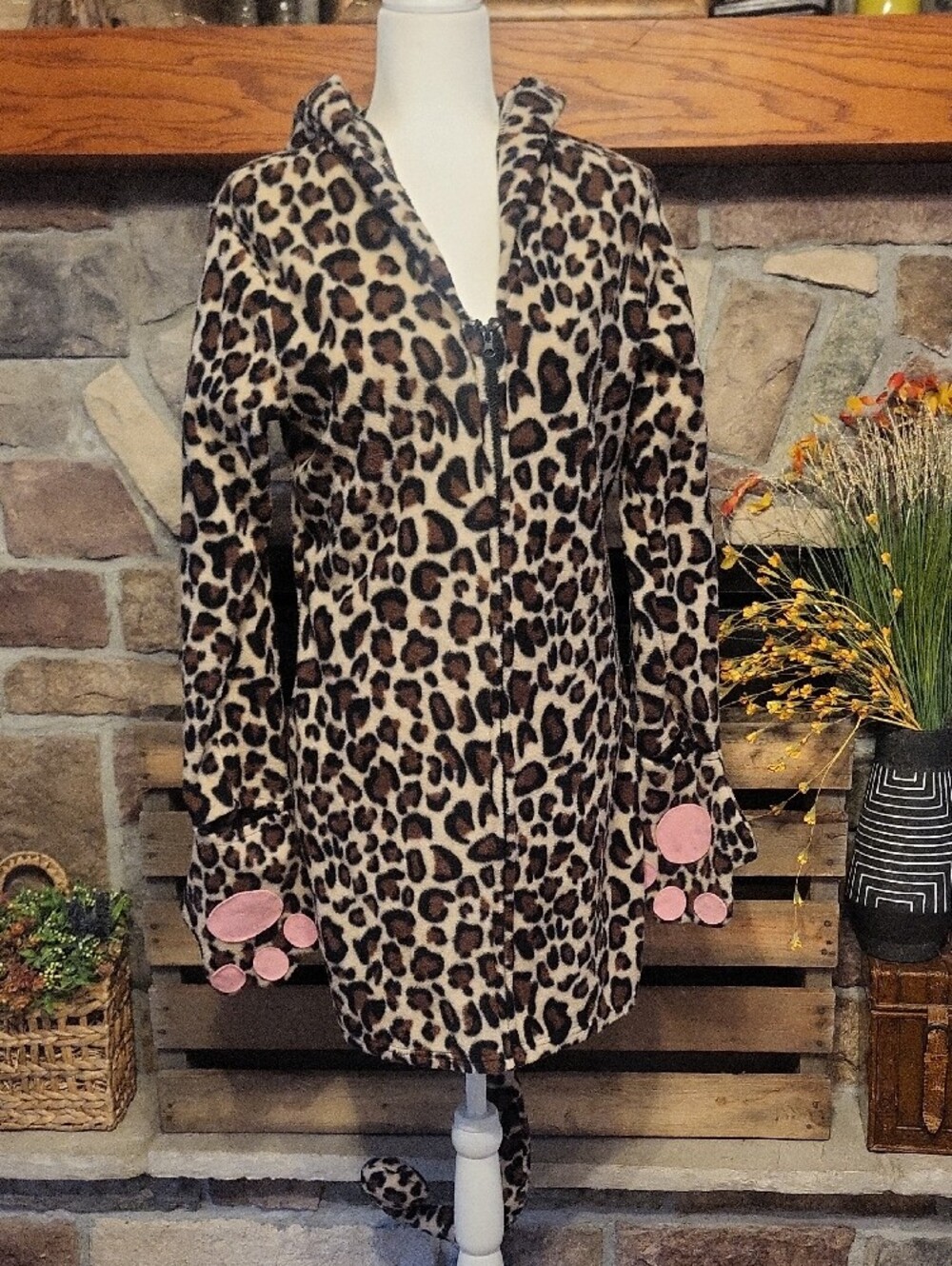 Leg Avenue Leopard-Print Hooded Cat Costume in Brown and Pink - Picture 6 of 13
